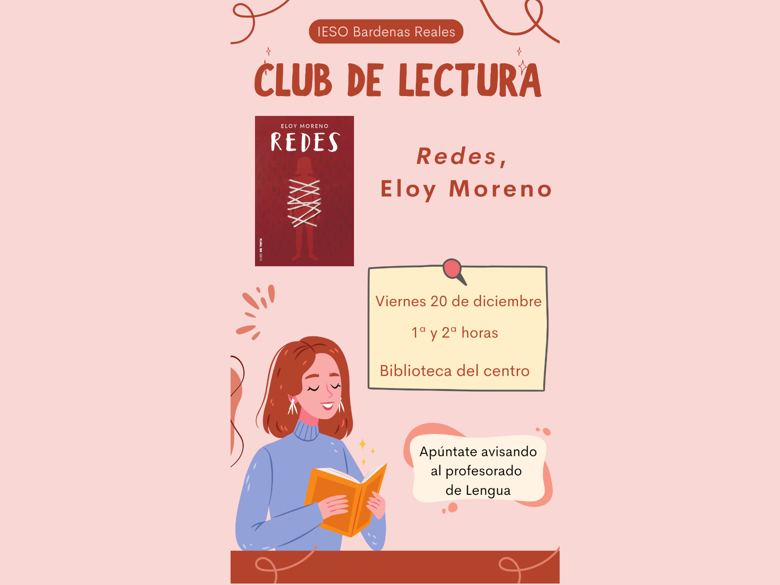 El primer club de lectura de este curso tendrá lugar el día 20 de diciembre a las 8:00